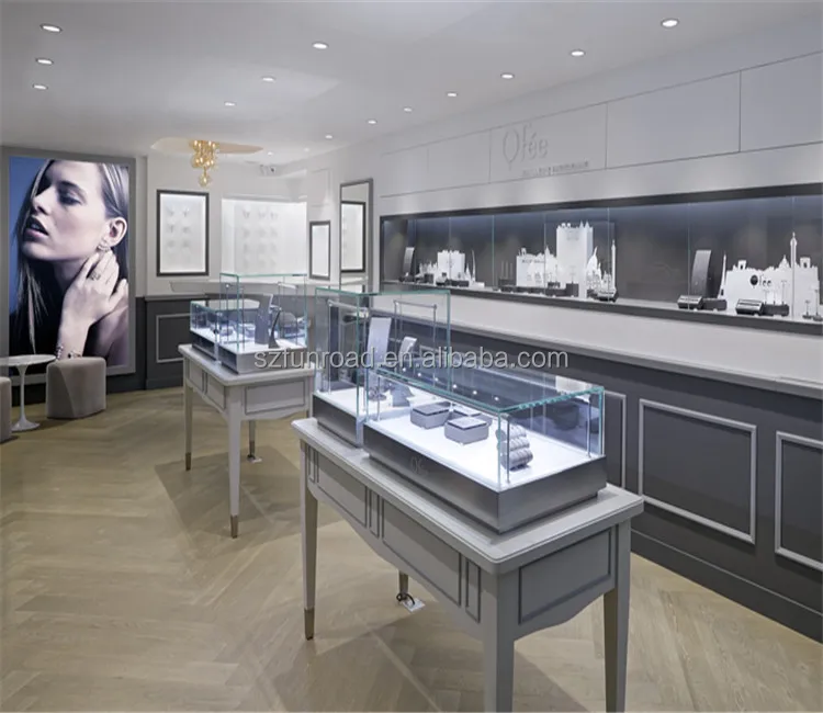 Lockable fancy jewelry showcase with jewelry store furniture for sale