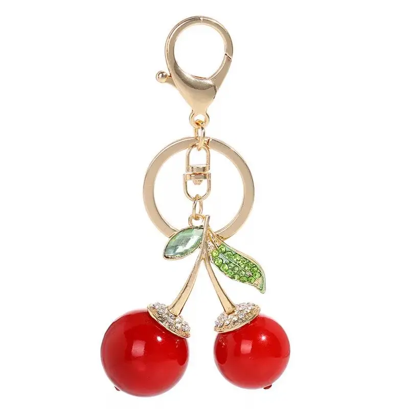 creative crystal cherry keychain cute fruit