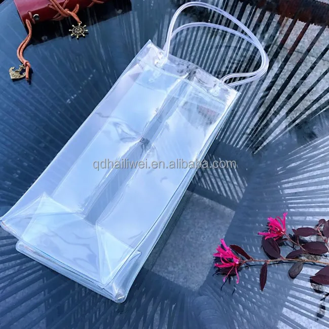 Customized Eco Friendly Plastic Pvc Zip Lock Handle Bag Red Wine Handle ...