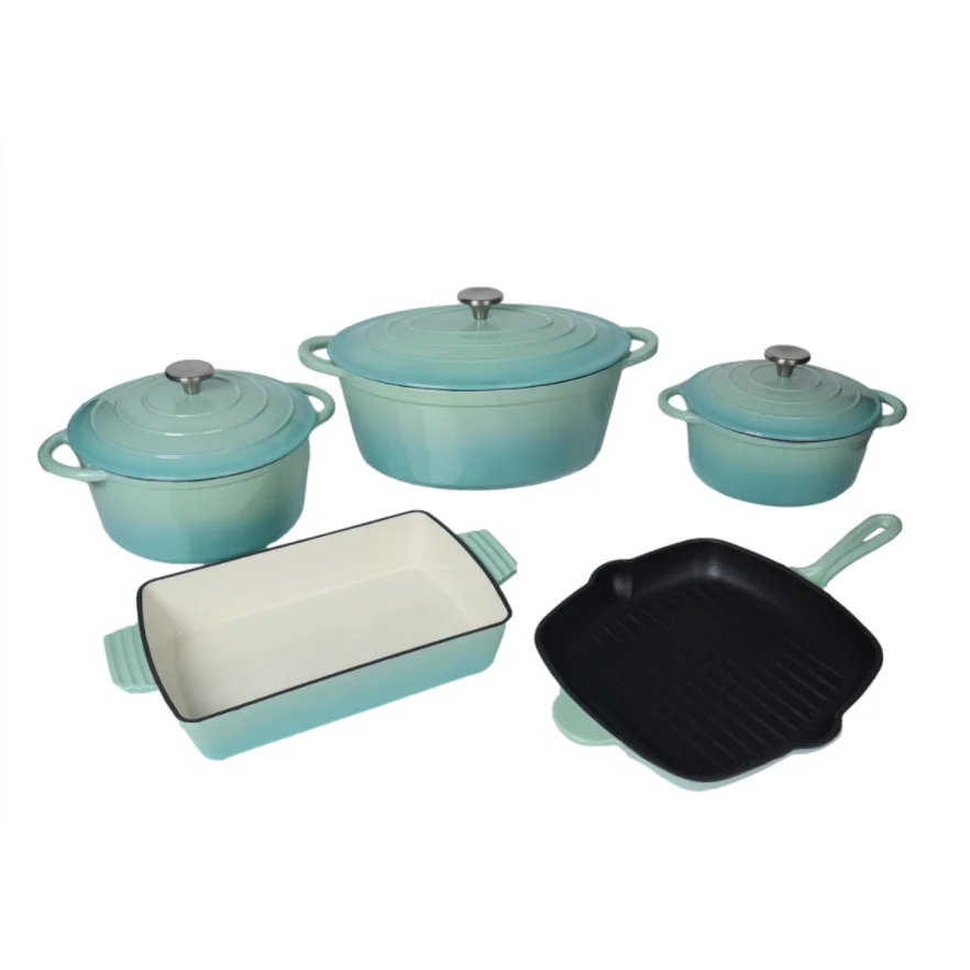 Cast Iron Enameled Cookware Set of 5pcs - LYMONA SHOP