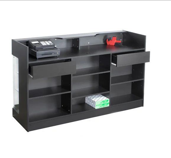 Black Ledgetop Counter with Glass Showcase