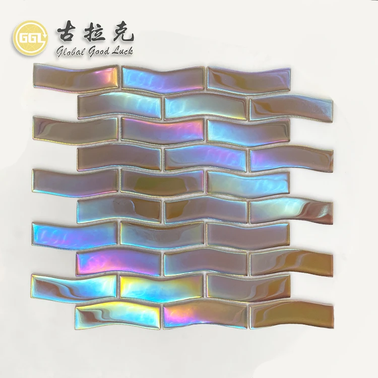 Iridescent Surface Shining Swimming Pool Glass Mosaic tile