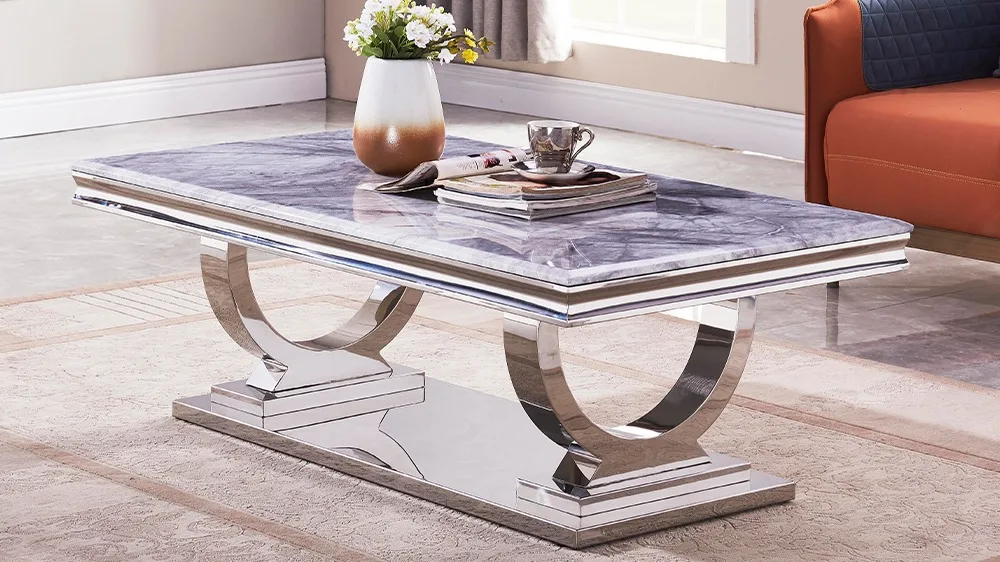 Modern Restaurant Rectangle Metal Legs Coffee Table Home Furniture