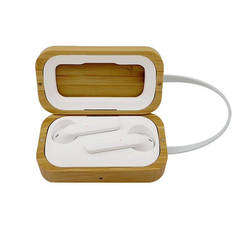 Экологичные бамбуковые беспроводные наушники BT 5,0, портативные беспроводные наушники с зарядным футляром, беспроводные наушники типа c