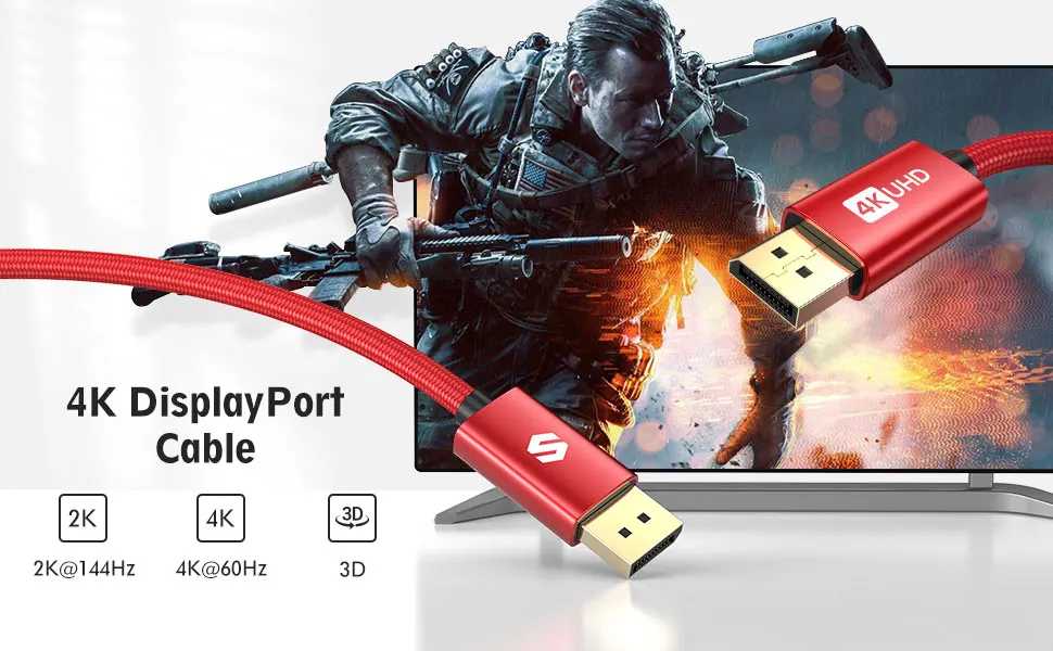 Displayport Ke Port,10ft/3m [4k @ 60hz 