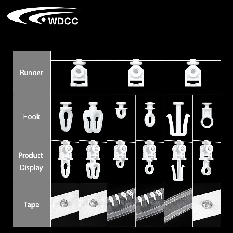 Small Ripple Fold Curtain Runner with Glider S Wave Design for Track Accessories and Pole Accessories