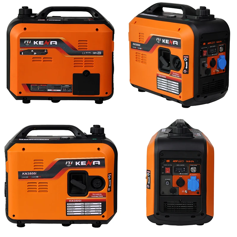 Taşınabilir 3200W Sessiz İnvertör Jeneratörü 230V Avrupa Fişi Tek Fazlı 2-8kW Anma Gücü Kamp ve Ev Kullanımı Benzin Yakıtlı