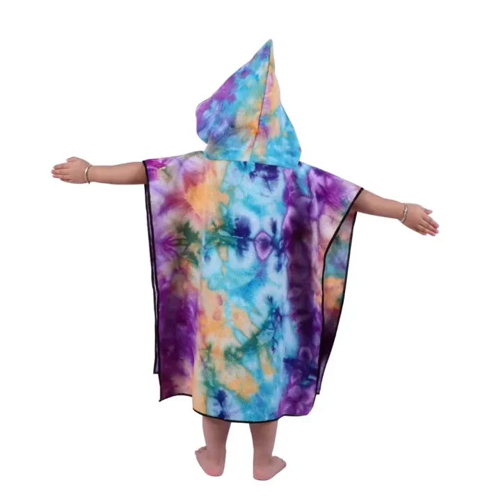 Child Beach Changing Robe Pool Tie Dye Microfiber Swimming Surf Poncho child-beach-changing-robe-pool-tie-dye-microfiber-swimming-surf-poncho
