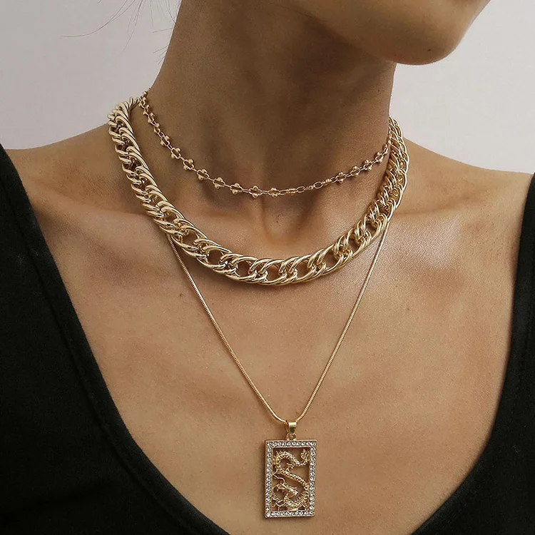 New Fashion Multi Layered Chain Necklace Women Gold Diamond Dragon Necklace Pendant Buy Dragon Necklace Pendant Diamond Dragon Necklace Multi Layered Chain Necklace Product On Alibaba Com