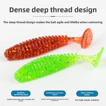 Shark Scavenger Bass 20-Piece Set Micro-Scented Spiral T-Tail Artificial Soft Bait Lures Stainless Steel Lead Head Hooks – Soft Lure – view 3