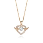 Zircon Necklace Necklaces Necklaces Loftily Rose Gold Plated Bling Zircon Dancing Necklace Angle Wings Heart Necklaces