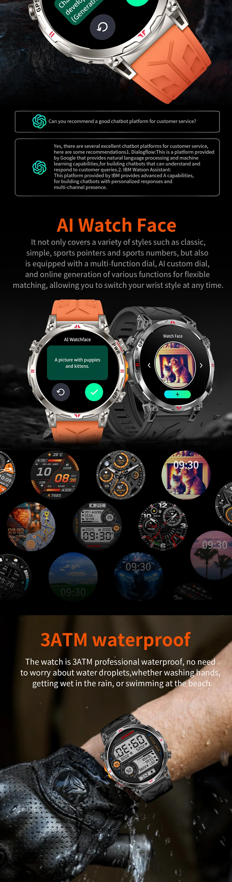 product 2025 kc93 gps smart watch 156 inch amoled screen ai dial gpt flashlight compass 650mah battery 3atm waterproof sport smartwatch-7