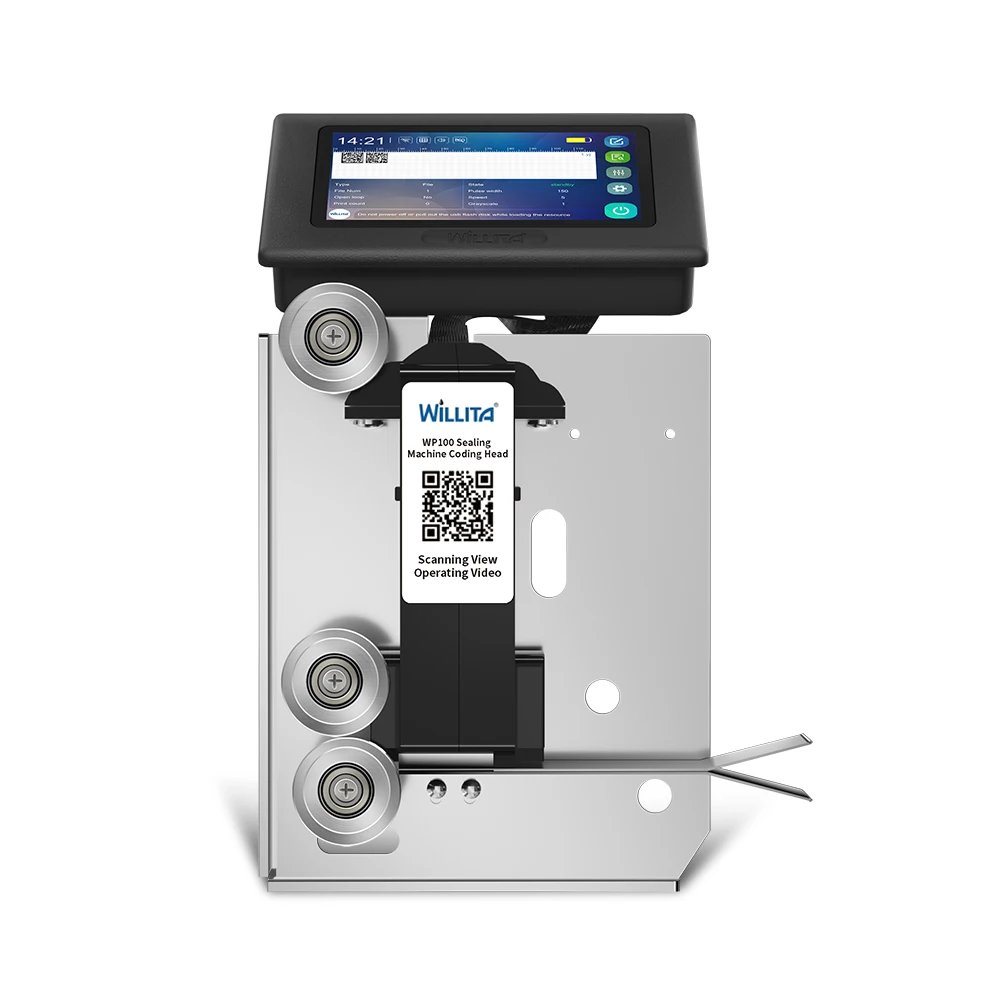 New Design Tabletop Continuous Film Plastic Bag Sealing Machine With Inkjet Printer Expiry Date Printing
