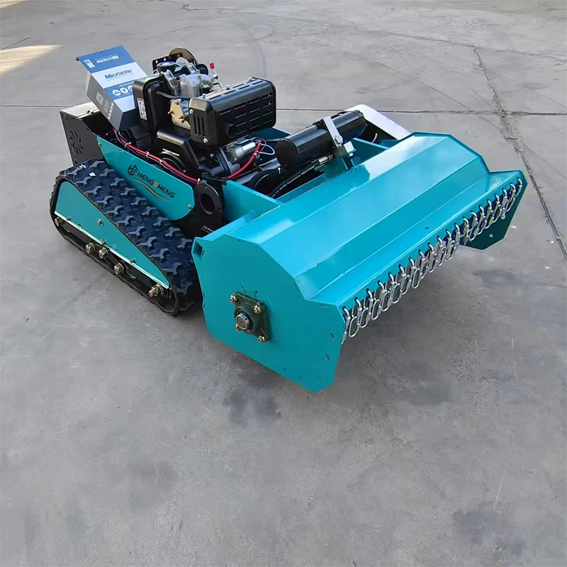 CE/EU/EPA Remote-controlled Tracked Lawn Mower Cutting Width 800mm Koop Engine One-key Start 4.5 Acres Per Hour Robotic Mower