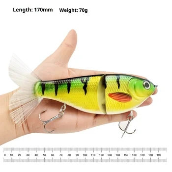 S-Shaped Swimming Slow Sinking Multi-Section Fish Simulation Hard Bait Lure Plastic Silk Hair Tail Bass Bottom Fishing Hooks – Hard Lure – view 3