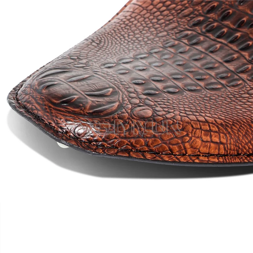 vintage クロコダイルシート ヴィンテージクロコダイルブラウンレザーソロモーターサイクル