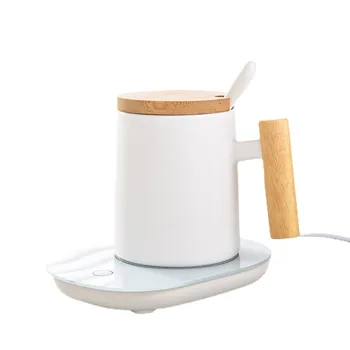 2024 New Nordic Custom Logo Printed Porcelain Tea Cup Ceramic Coffee Mug With Wooden Handle Bamboo Lid