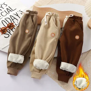 Children's Autumn/Winter Thickened Outer Casual Sweatpants Windproof Breathable Toddler Winter Pants 2-10 Years Old Clothes for