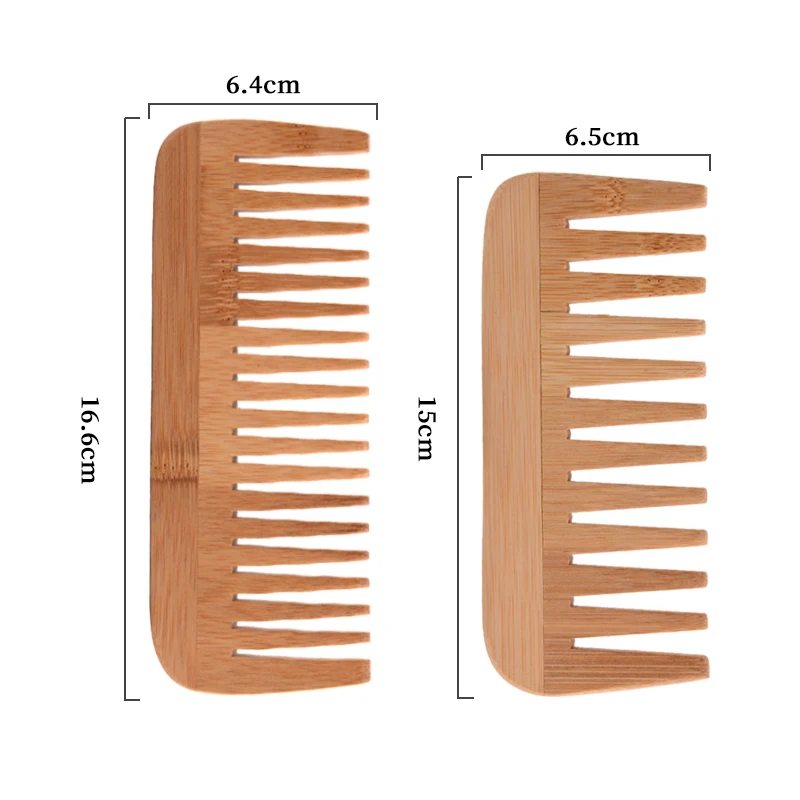 Natural Portable Wooden/bamboo Detangling Combs Pouch Wide/narrow Tooth ...