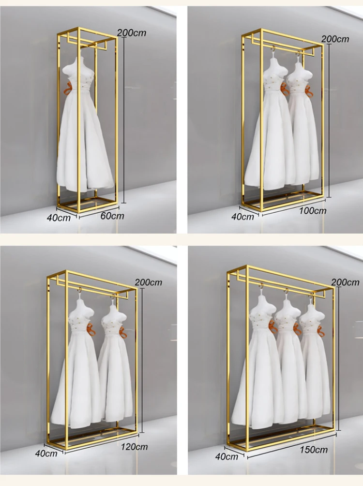 Golden Clothing Store Display Stand Metal Hanging Clothes Display Racks ...