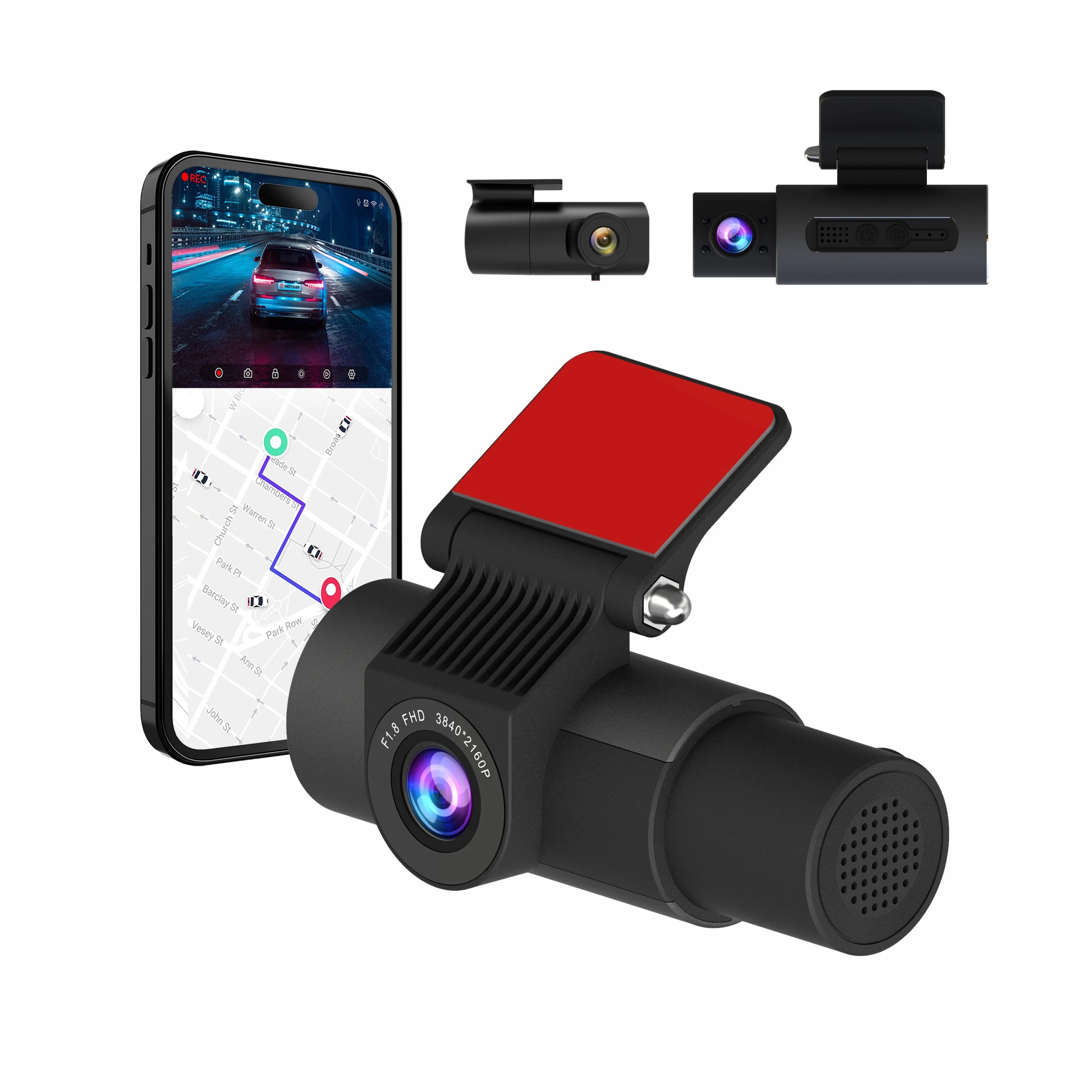 UHD autobilní černá skříňka 4k Wifi Gps palubní kamera 3kanálová WIFI 4k kamera 3 objektivy 4k palubní kamera F1.8 s 140° širokoúhlým záběrem pro agenta