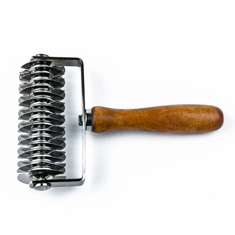 Stainless Steel Dough Roller Cutter With Wood Handle Cookie Pie Dessert Pizza Bread Pastry Crust Roller Cutter