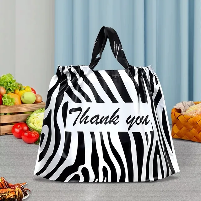 Yiwu Oke Factory Direct Customizable Thick Frosted Pocket Drawstring PE Plastic PE Gift Bag Thank You Take-Out Bag Wholesale