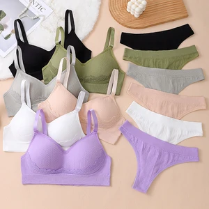 Lace Sexy Lingerie T-pants Ladies Suit Is Comfortable and Breathable, and There Is No Steel Ring to Gather the Bra Back Button.