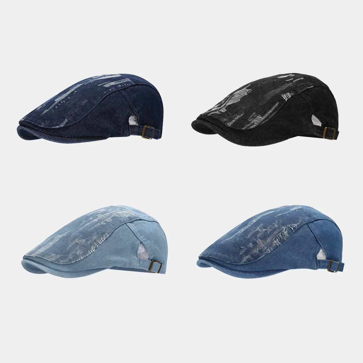 2024 New Arrival One Side Wear Ivy Cap Denim Wash Out peak Hat for Lady and Man