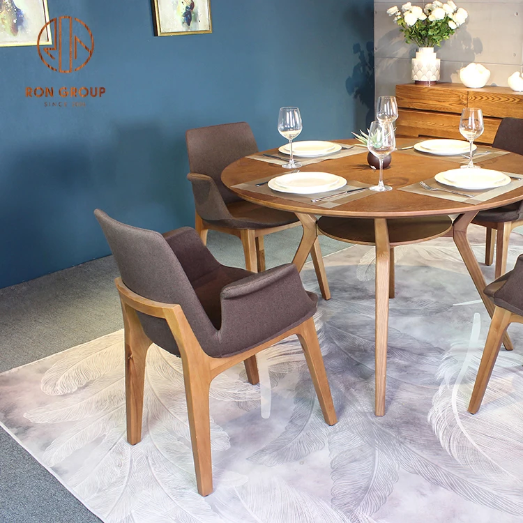 Modern Fashion High End Good Quality Commercial Dining Room Furniture Solid Ash Wood With Setting Cotton Cover Chairs for Sale