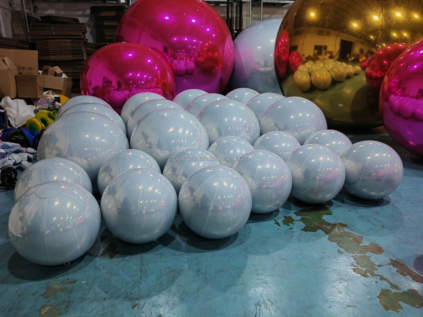 Custom Pvc Christmas Large Mirror Balls Silver Outdoor Stage Decorative