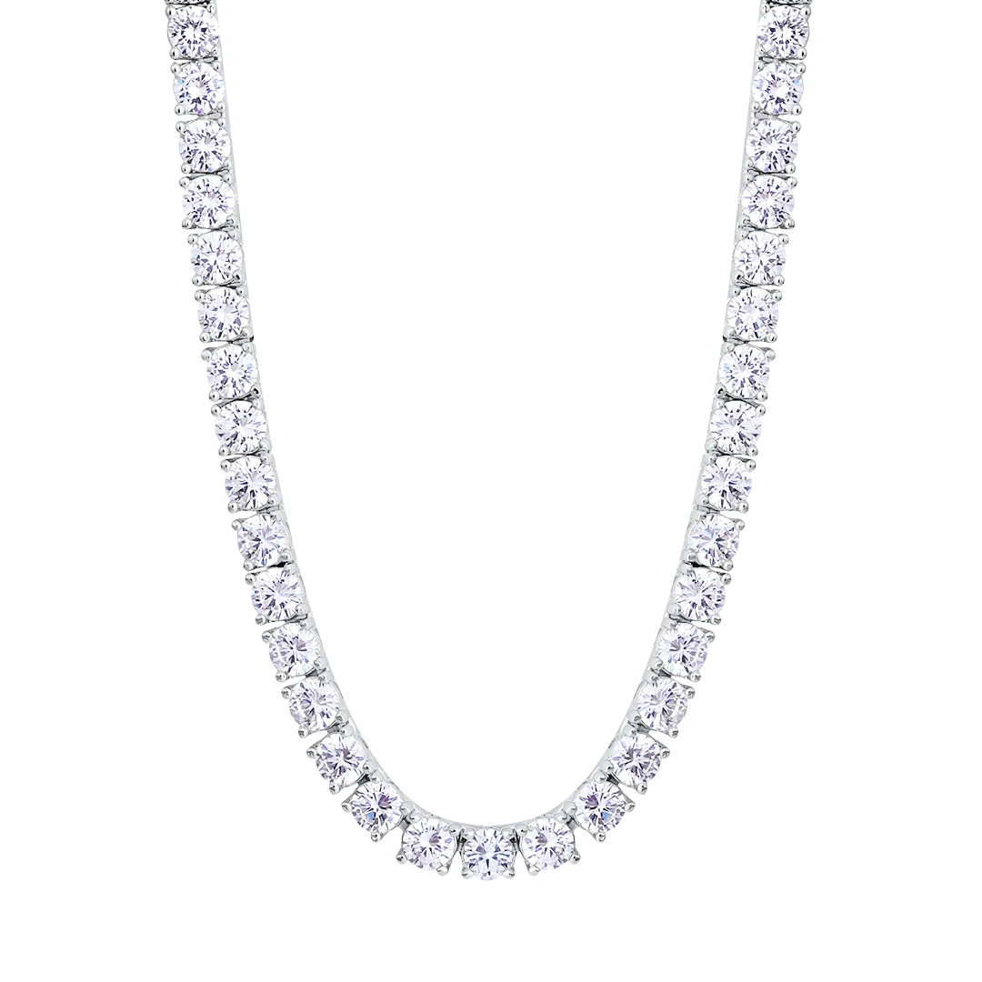 Hip Hop Jewelry Silver Tennis Necklace 2MM 3MM 4MM 5MM Width 14K Gold Plated Bling VVS Round Moissanite Tennis Chain Necklace