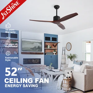 1stshine Ceiling Fan 3 Wooden Blades Copper DC Motor Black Smart APP Low Noise Ceiling Fan with Remote
