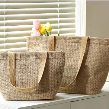 Wholesale Hot Sale Recycle Linen Bag For Fashion Color Linen Jute Tote Bag With Custom LOGO and Size Beach Linen Bag