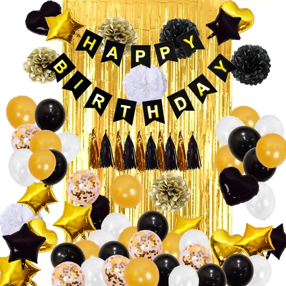Black Gold White Balloon Birthday Party Decorations 84pcs Foil Fringe Curtains Balloons For 40 Th 50 Th Birthday Buy Black Gold Party Decorations Kit Birthday Party Kit 40 Th 50 Th Birthday Product