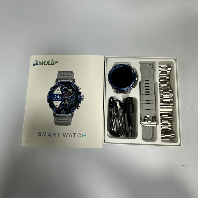 H27 Smart Watch AMOLED Screen Rotary Encoder Fitness Bracelet Tracker with Blood Pressure Blood Oxygen Dafit Smartwatch Factory