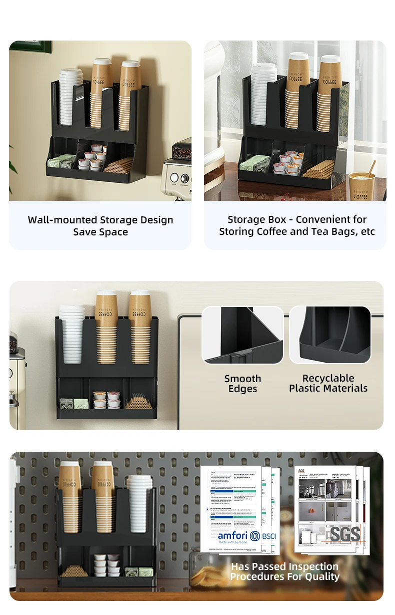 product wanuo restaurant disposable cup organizer 2 tier coffee bar organizer cafe cup holder for disposable cups-3