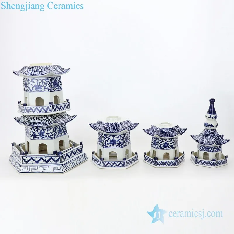 RZPI42   Chinese Ancient Times Pure Hand Made Ceramic Decorative Pagoda