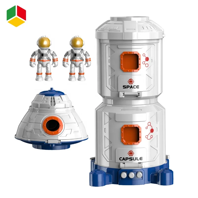QS 2023 New STEM Educational Aviation Toys 5 in 1 Space Shuttle Rocket Capsule Car Space Station Set Toys With Sound Light