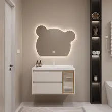 New Design Illuminated Touch Sensor Safety Explosion-proof Bear Shape Smart Mirror with Lamp Wall Mounted