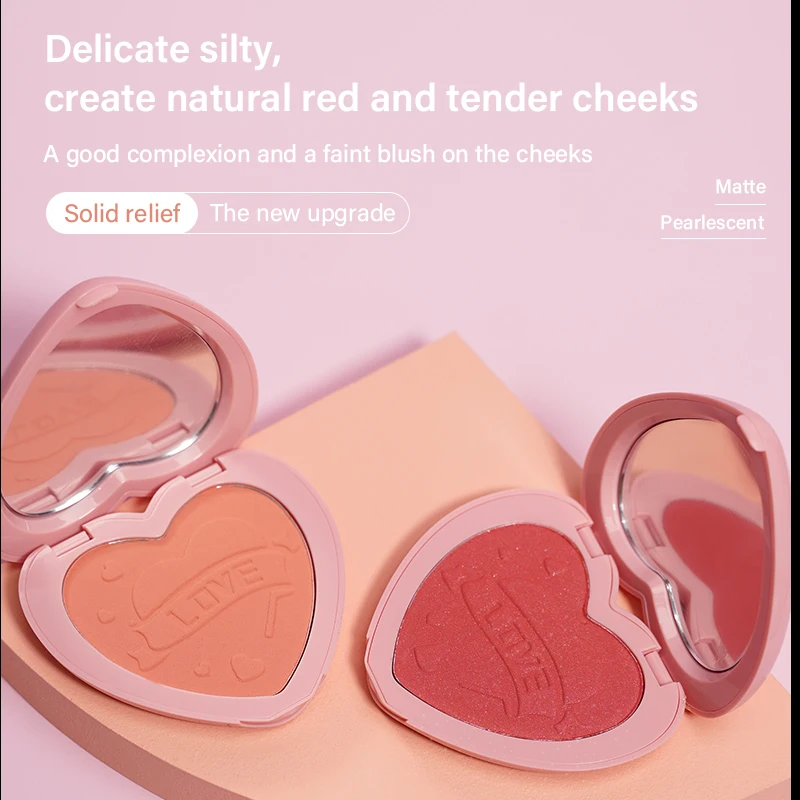 Новое поступление 6 цветов сердца Румяна Палитра частная марка косметика для лица с высоким пигментом оптовая продажа водостойких одиночных