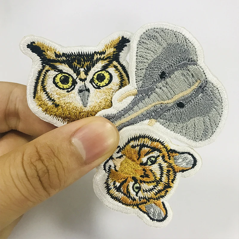 Embroidered Animal Shape Patches Tiger, Elephant, Panda, Owl Cute Patches Suitable for Children's Clothing