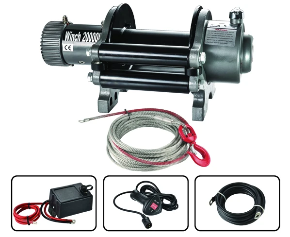 12V 24V 電動ウインチ 10トン 車用 - エレクトリック ワイヤーロープ 30m