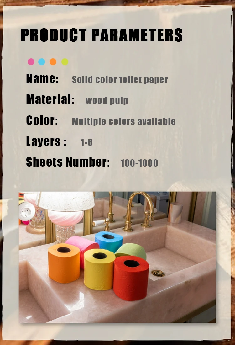 Eco-friendly Bathroom Embossed Roll Cheap Toilet Paper Printed Tissue Paper 3 Layers Colour Red Black Toilet Paper