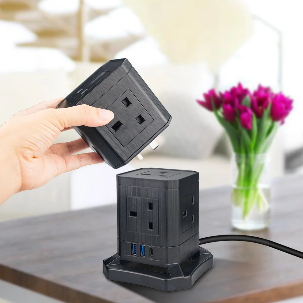 Detachable And Stackable Uk Tower Power Strip With Typec Pd 30w Fast
