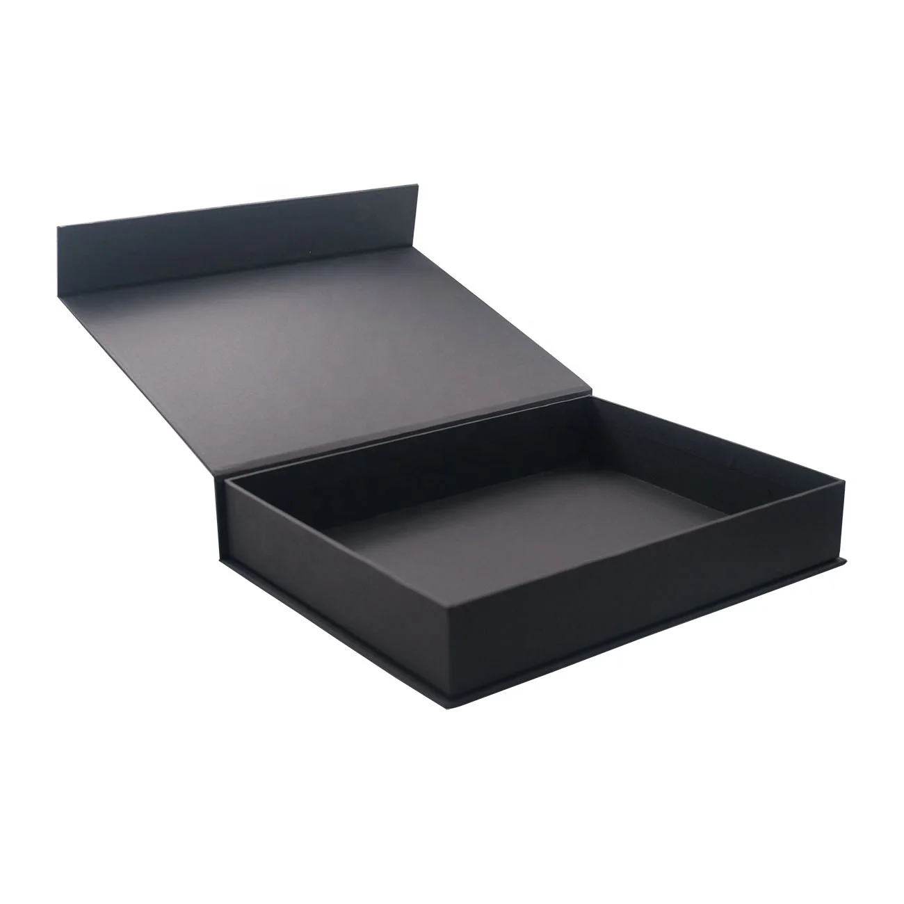 Жесткая черная картонная подарочная коробка с магнитным замком для одежды логотипом на заказ упаковки