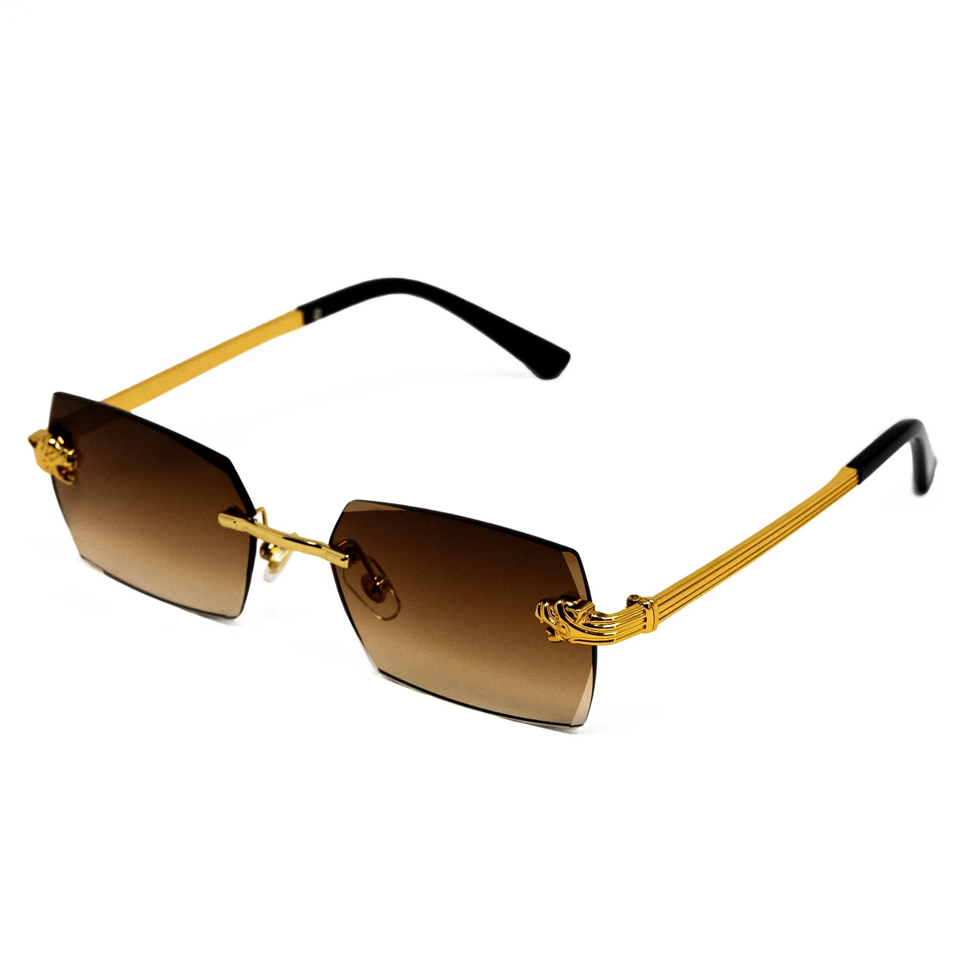 90913 Women Rectangle Square Vintage Frameless Shades Gafas De Sol Metal  Rimless Sunglasses Custom logo Men Luxury with Diamonds