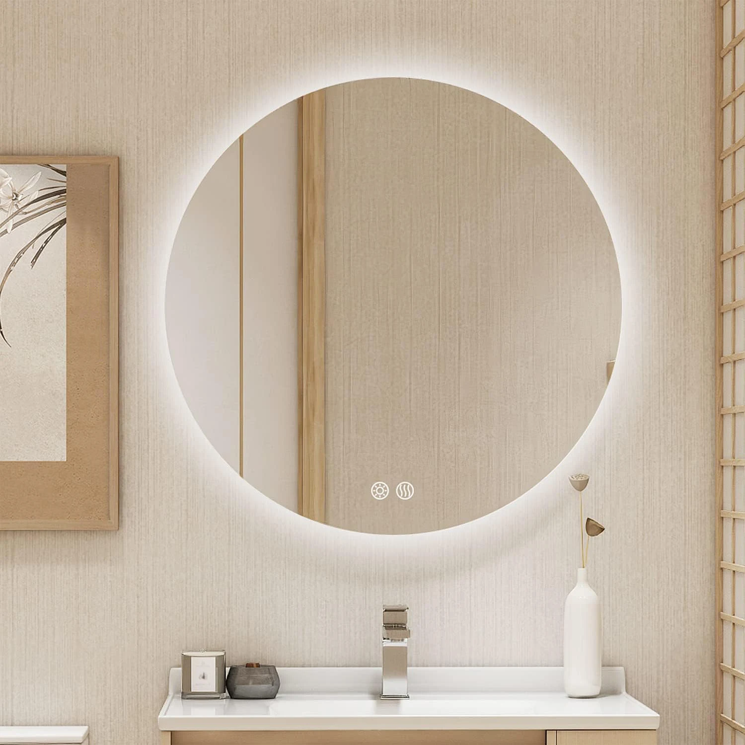 Frameless Large Big Round Frameless Wall Mounted Mirror Modern Luxury