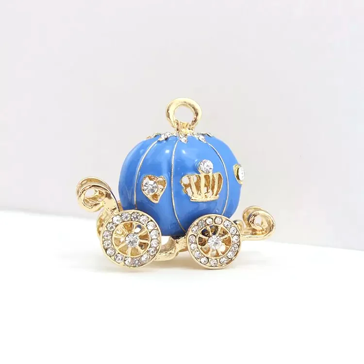 Wholesale Cinderella Pumpkin Blue Crystal Necklace Charms