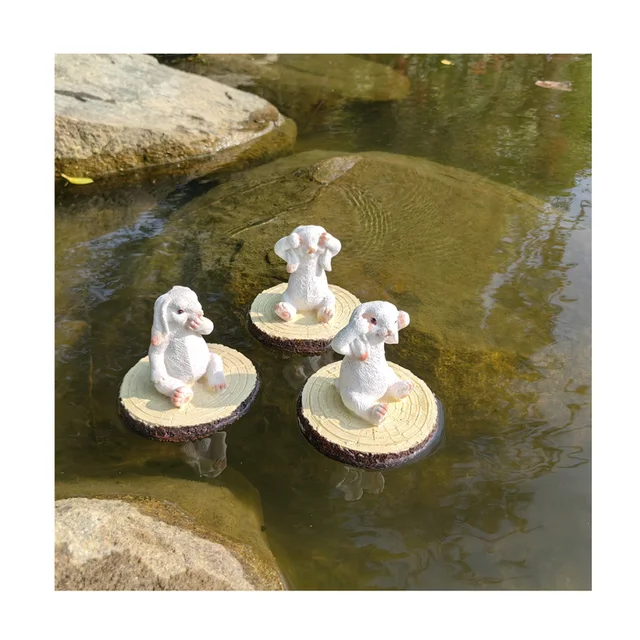 PU Ornaments Statue Garden Resin Crafts Cute Animal Figurine Rabbit Statue Resin Floating Pond Decoration
